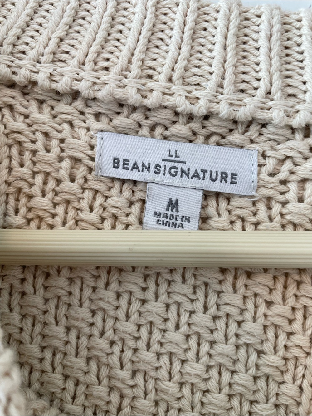 L.L. Bean Cream Cable-Knit Crewneck Sweater - Picture 3 of 4